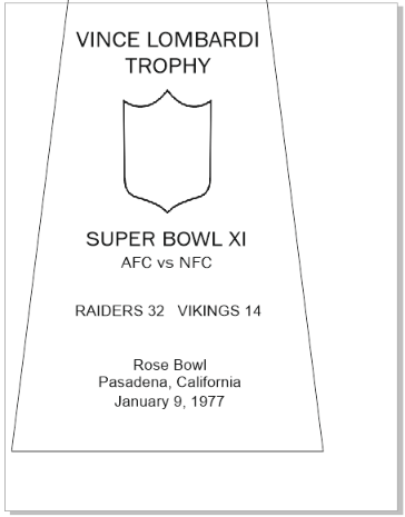 SUPER_BOWL_11_RAIDERS_MY_ENGRAVING-1-1 Vince Lombardi Trophy, Super Bowl 11, XI Oakland Raiders