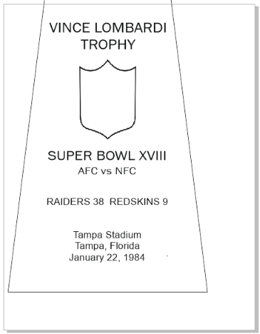 SUPER_BOWL_18_RAIDERS_MY_ENGRAVING-1-1 Vince Lombardi Trophy, Super Bowl 18, XVIII Los Angeles Raiders