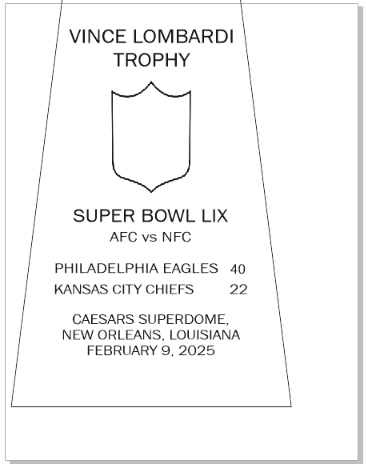 SUPER_BOWL_59_EAGLES Vince Lombardi Trophy, Super Bowl 59, LIX Philadelphia Eagles